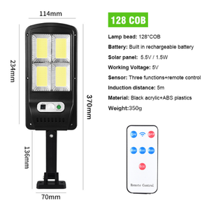 Solar Security Smart Remote Control Light  - 128 COB Motion Sensor (IP65)