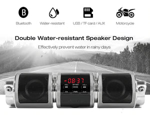 Motorcycle Bluetooth Audio Radio Sound System Stereo Speakers Waterproof Speaker TF/USB/AUX Silver