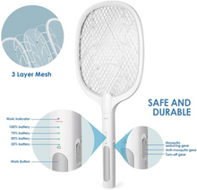 Load image into Gallery viewer, Electric Fly Swatter Bug Zapper Rechargeable Fly Zapper Racket  Mosquito Zapper 3,000 Volt USB Charging Cable