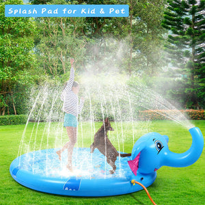 Splash Pad, 82 Outside Sprinkler Play Mat For Kids, 3 In 1 Inflatable Elephant Summer Outdoor Baby Swimming Pool, Extra Large Wading Pool Fun Water Toys For Girls And Boys