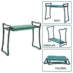 Garden Kneeler Seat Multi use Portable Garden Bench Garden Stools Foldable Stool with Tool Bag Pouch EVA Foam Pad