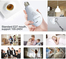 Load image into Gallery viewer, Camera Light Bulb HD1080P Light Bulb Camera 360 Degrees Panoramic Cam 2.4GHz Wi-Fi Security Camera