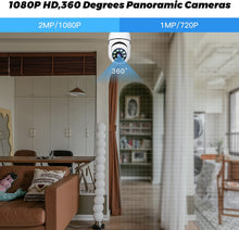 Load image into Gallery viewer, Light Bulb Camera 360 Panoramic Camera Full HD 1080P Home Camera 5GHz WiFi Camera Dome Surveillance Cameras for Home Baby Pet Monitor