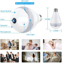 Load image into Gallery viewer, Camera Light Bulb HD1080P Light Bulb Camera 360 Degrees Panoramic Cam 2.4GHz Wi-Fi Security Camera